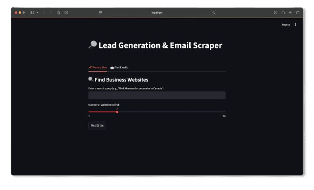 Screenshot of OpenAI Web Scraper and Lead Generation